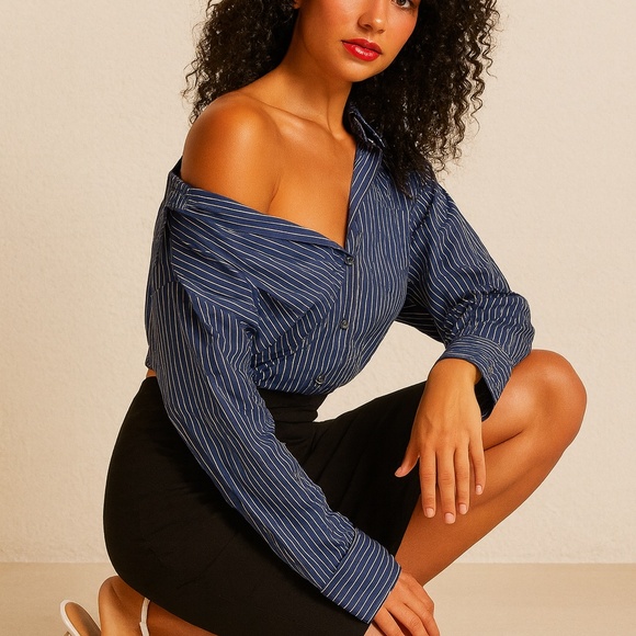 Cropped Menswear Button Down - Picture 2 of 2